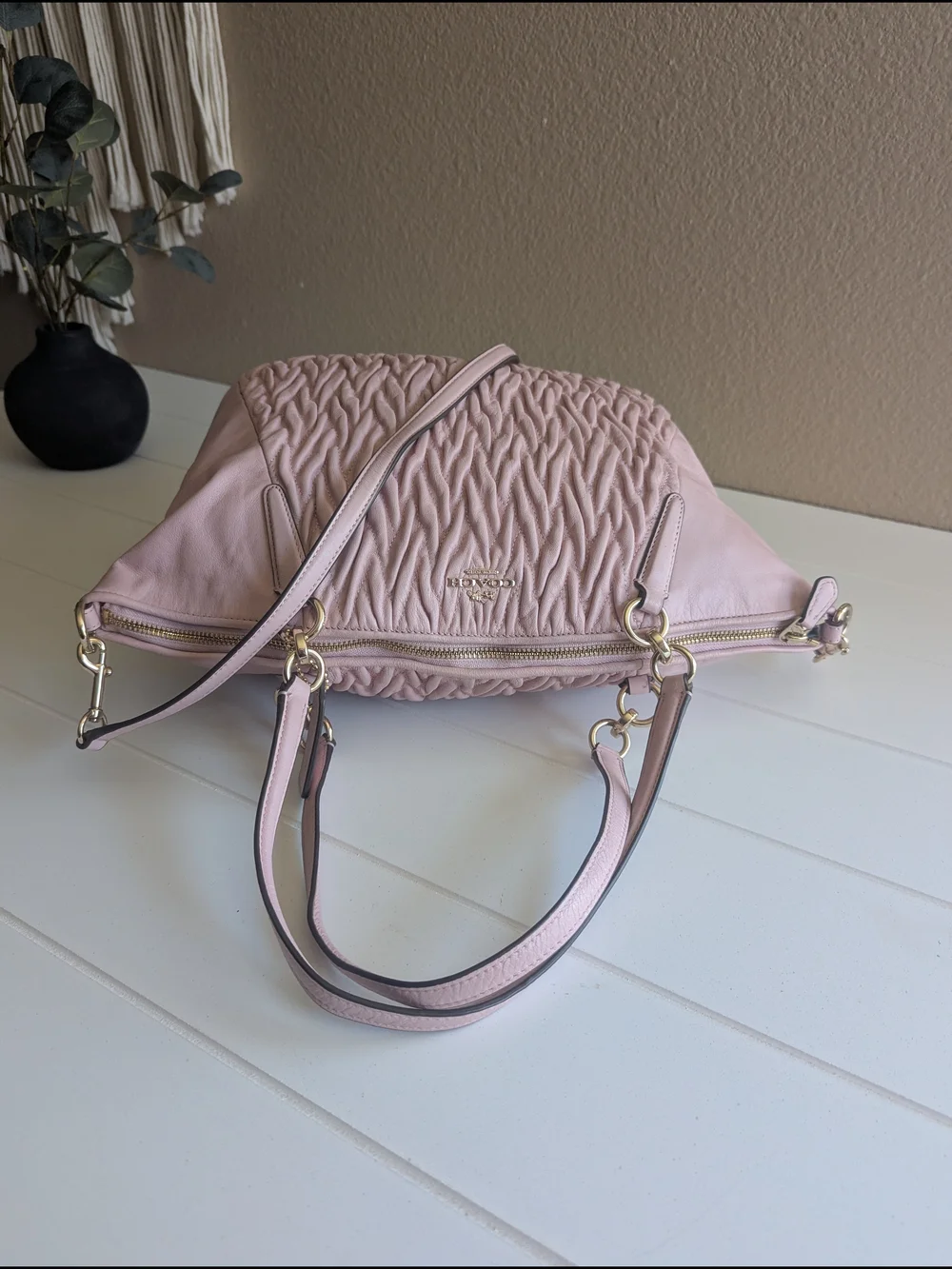 Coach Pink Quilted Tote Bag - Soft Pink Shoulder Bag